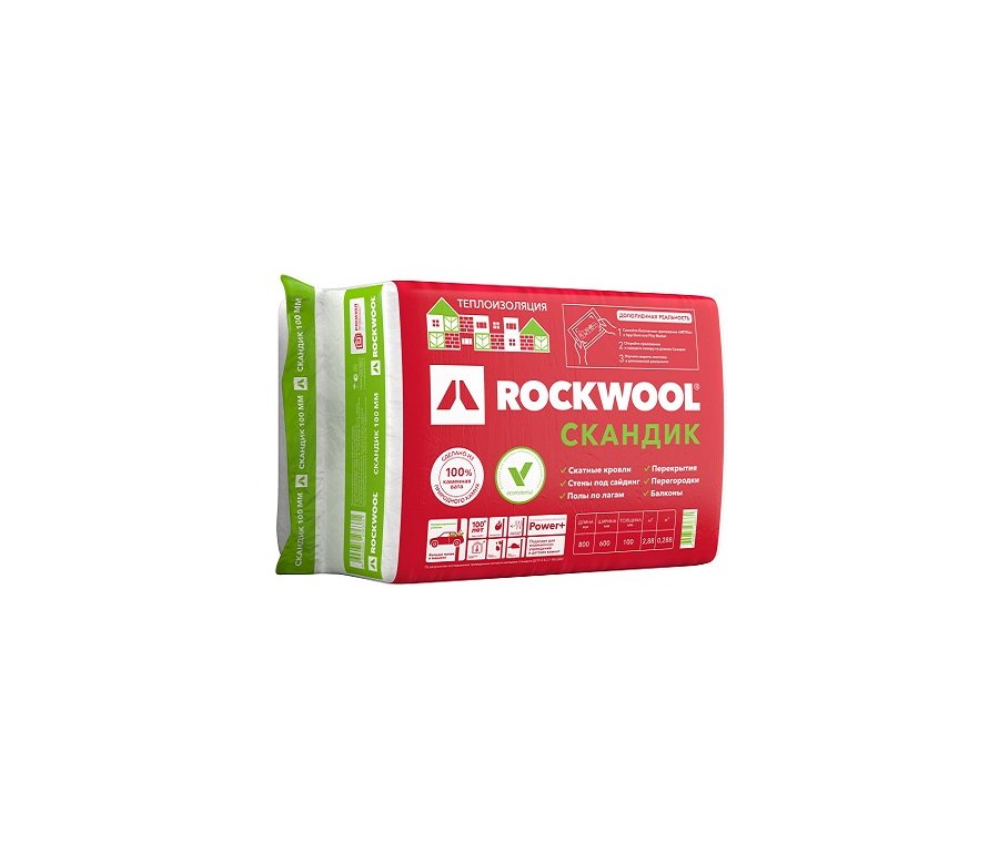 Утеплитель Роквул Лайт Баттс СКАНДИК 800х600х100 мм